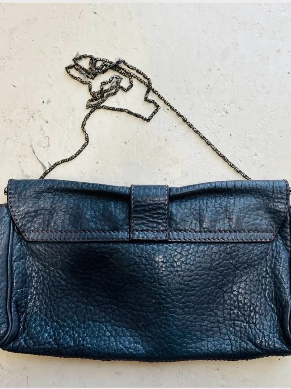 Capaccioli Italian Black Quilted Leather Chain Crossbody Shoulder Bag